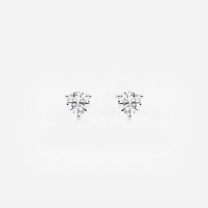 Three Prong Colorless Round Stud Earrings