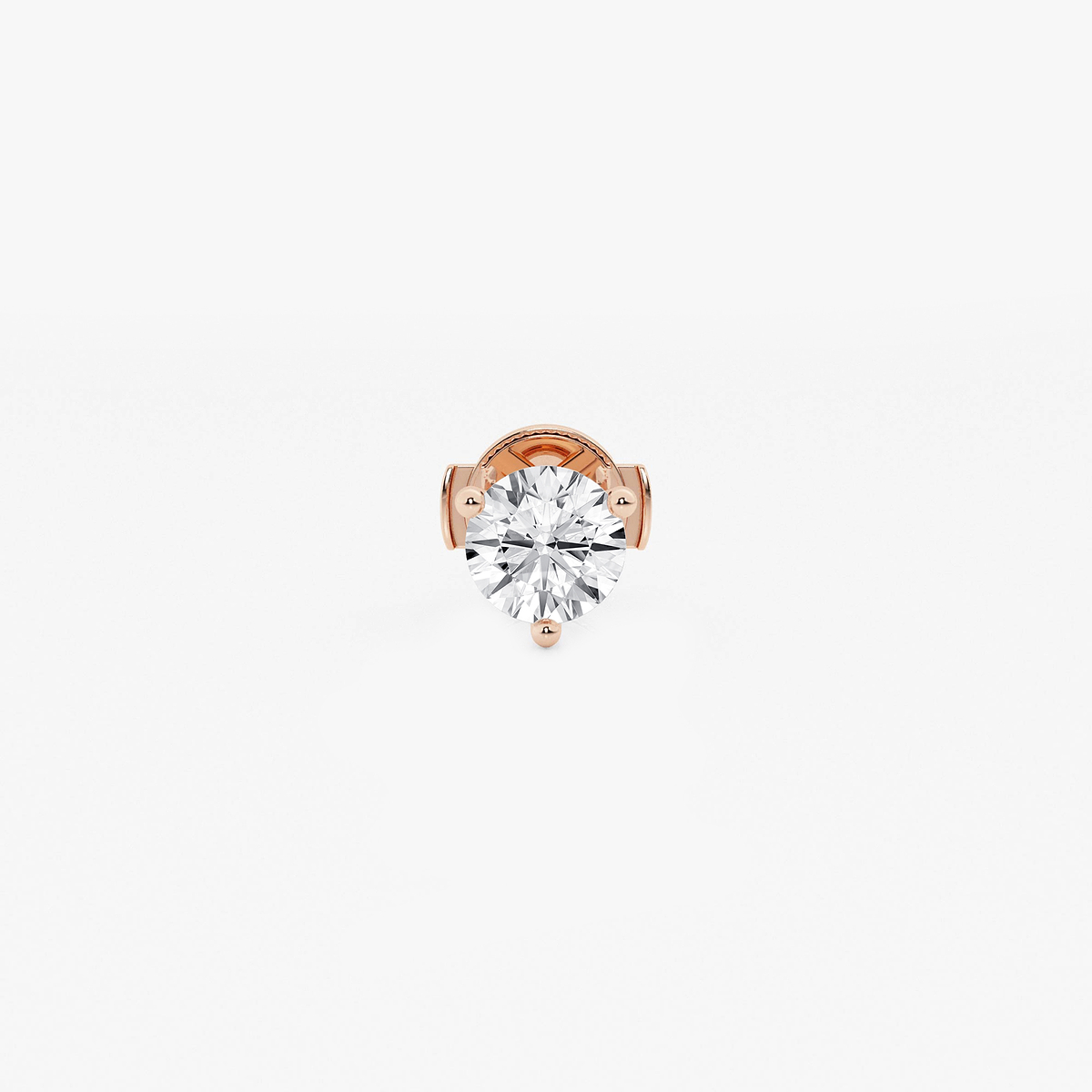 1/2 ctw Round Colorless Lab Grown Diamond Three Prong Martini Single Stud Earring