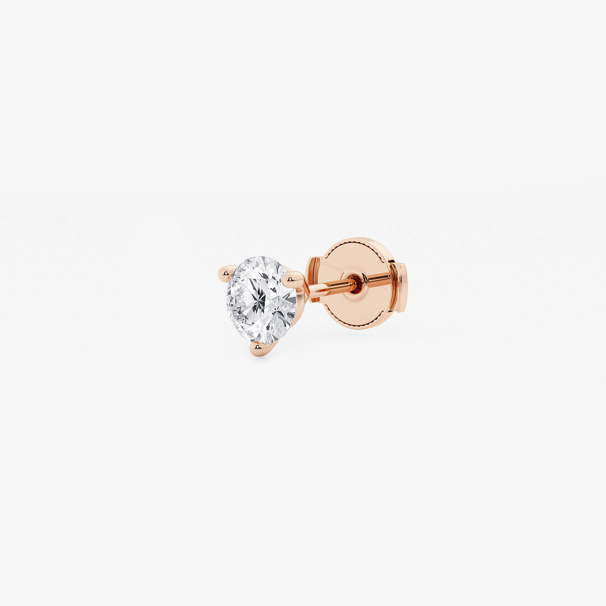 Additional Image 1 for  1/2 ctw Round Colorless Lab Grown Diamond Three Prong Martini Single Stud Earring