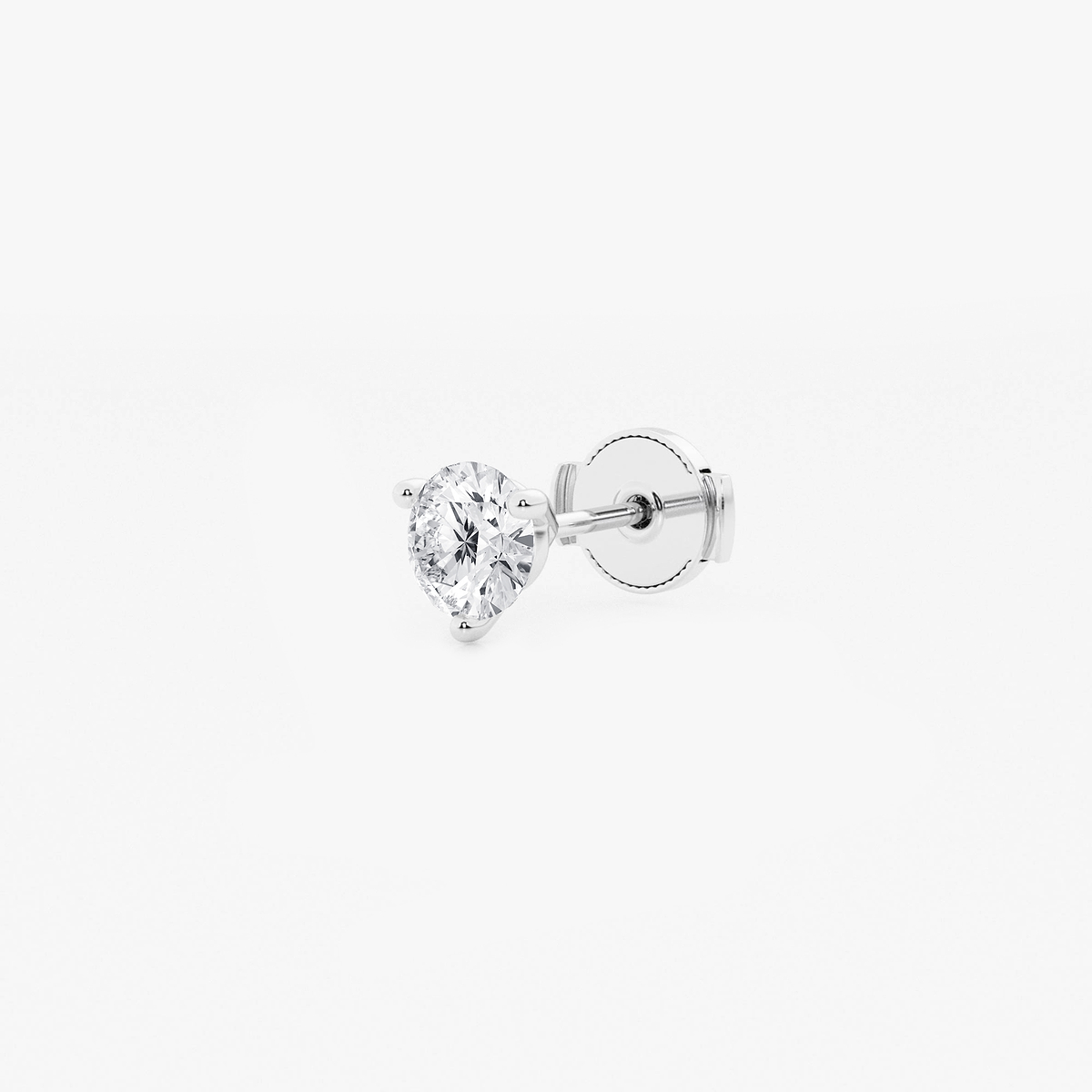 Additional Image 1 for  1/2 ctw Round Colorless Lab Grown Diamond Three Prong Martini Single Stud Earring