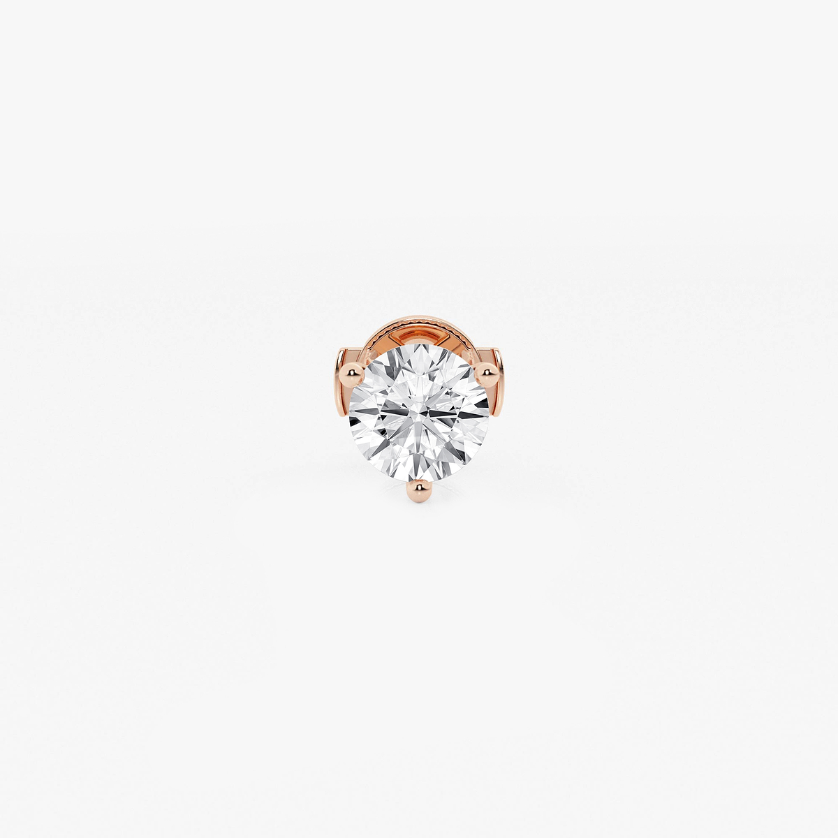 3/4 ctw Round Colorless Lab Grown Diamond Three Prong Martini Single Stud Earring