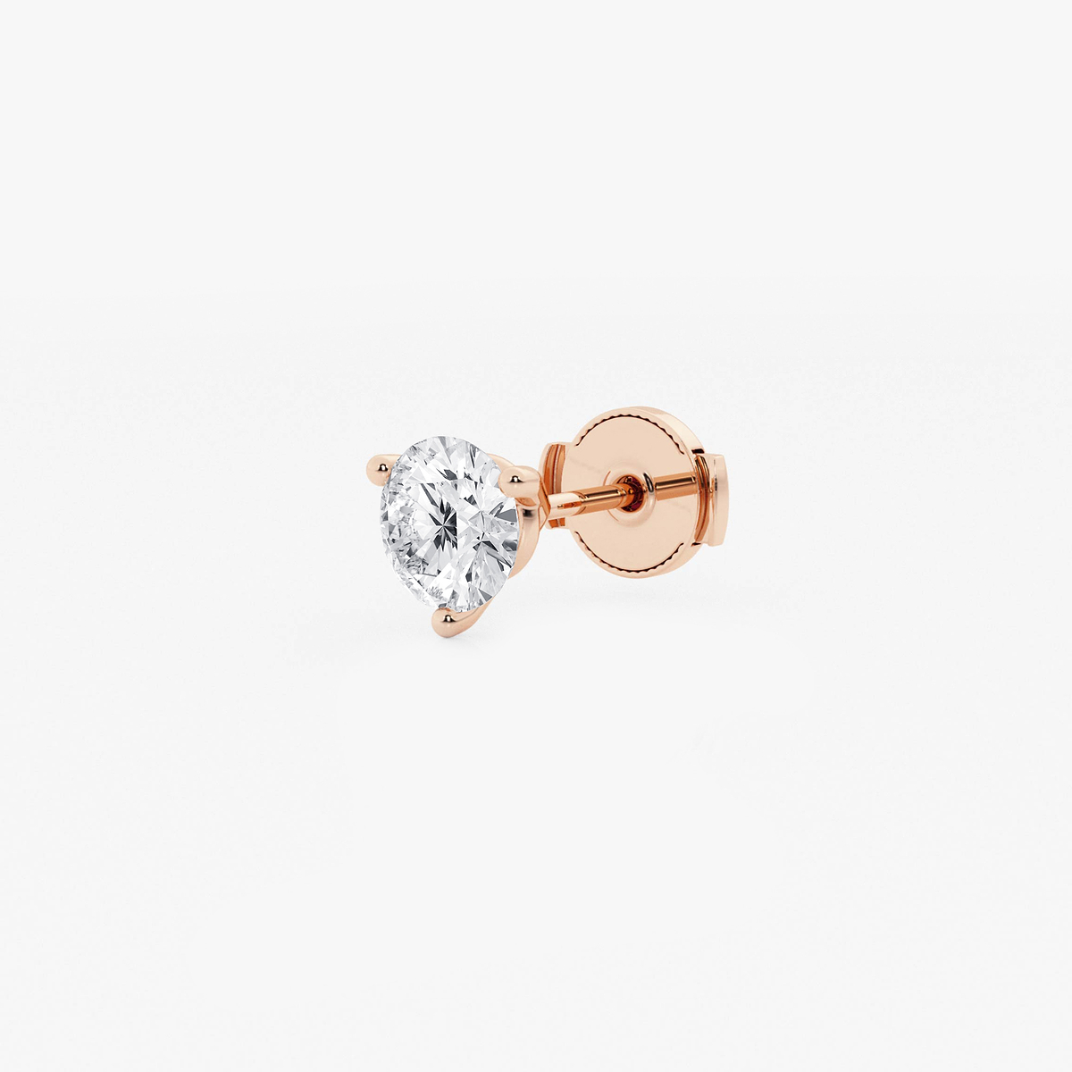 Additional Image 1 for  3/4 ctw Round Colorless Lab Grown Diamond Three Prong Martini Single Stud Earring