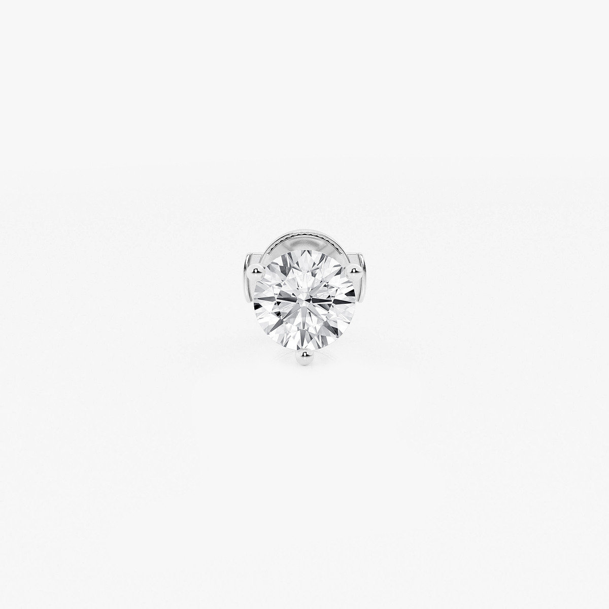 3/4 ctw Round Colorless Lab Grown Diamond Three Prong Martini Single Stud Earring