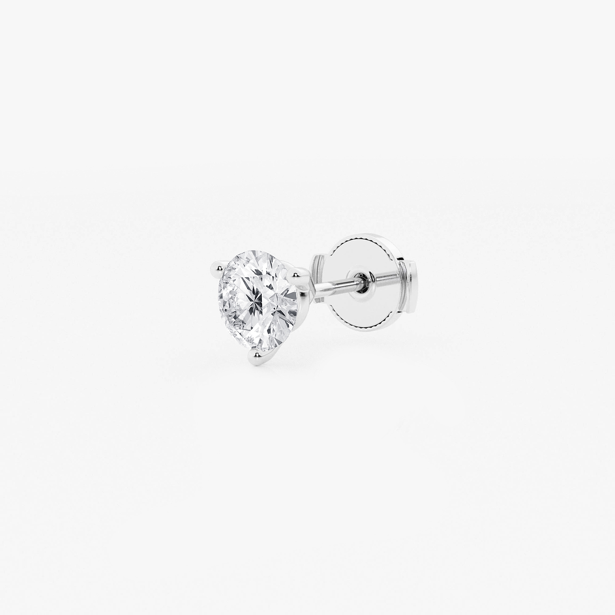 Additional Image 1 for  3/4 ctw Round Colorless Lab Grown Diamond Three Prong Martini Single Stud Earring