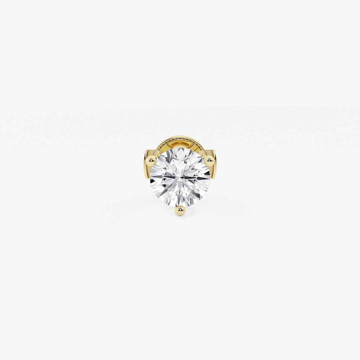 3/4 ctw Round Colorless Lab Grown Diamond Three Prong Martini Single Stud Earring