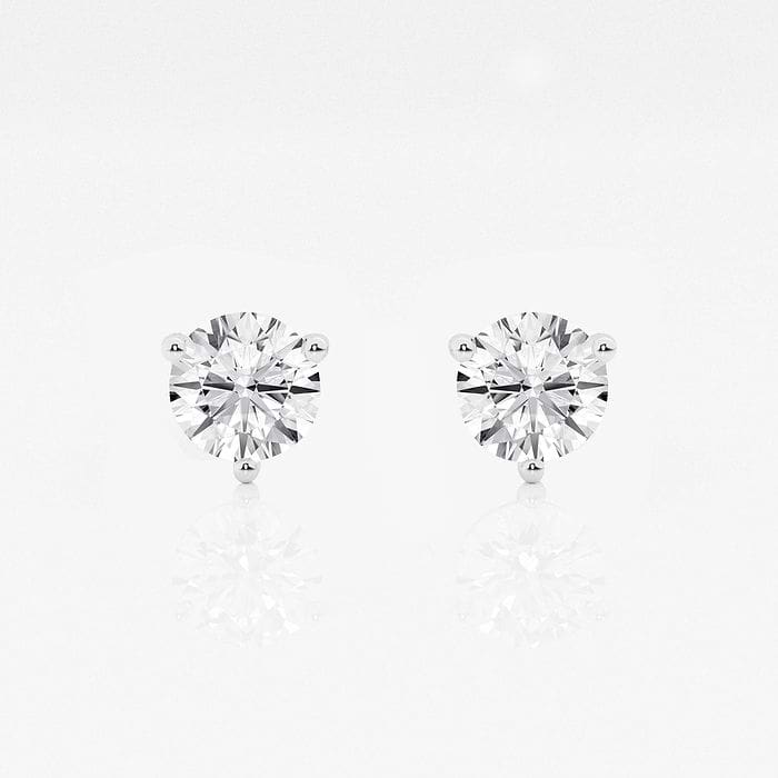 Three Prong Near-Colorless Round Stud Earrings