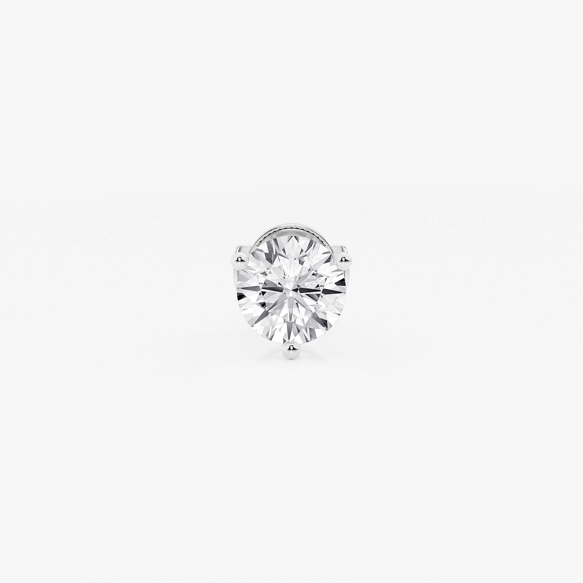 1 ctw Round Colorless Lab Grown Diamond Three Prong Martini Single Stud Earring
