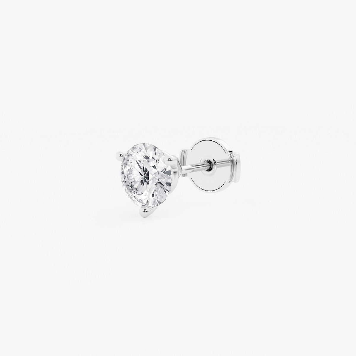 Additional Image 1 for  1 ctw Round Colorless Lab Grown Diamond Three Prong Martini Single Stud Earring