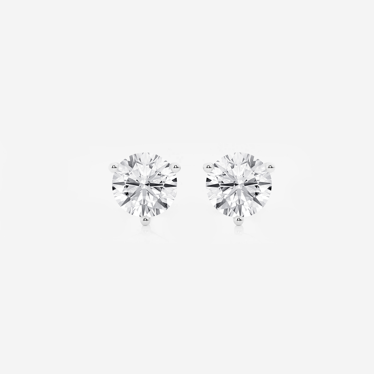 2 ctw Round Colorless Lab Grown Diamond Three Prong Martini Stud Earrings