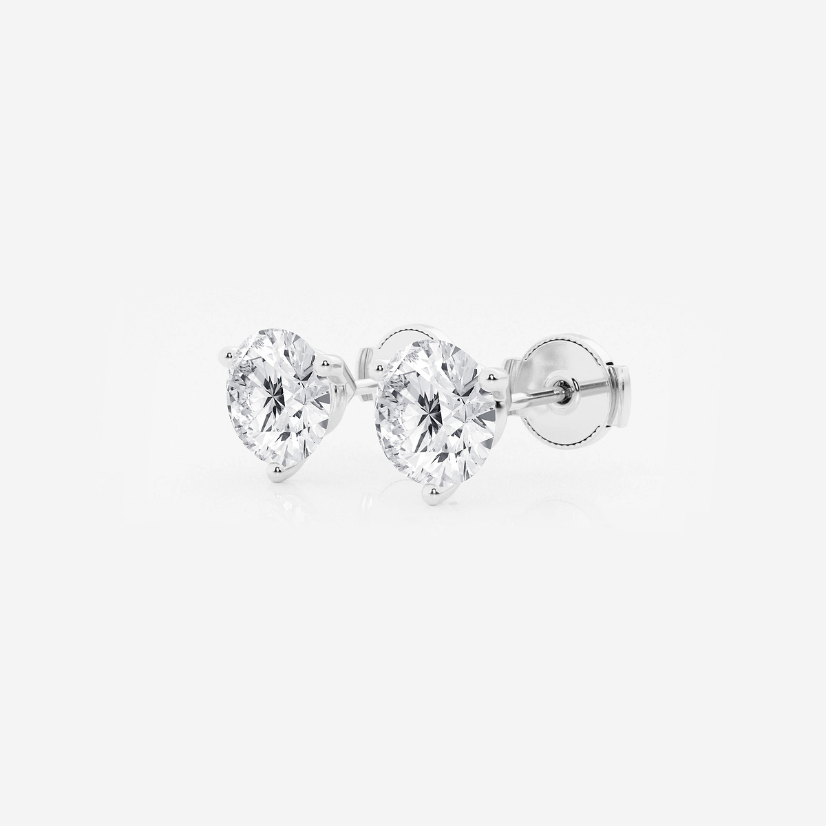 Additional Image 1 for  2 ctw Round Colorless Lab Grown Diamond Three Prong Martini Stud Earrings