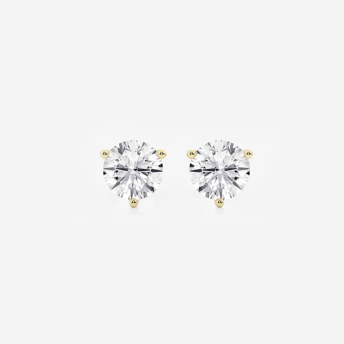 2 ctw Round Colorless Lab Grown Diamond Three Prong Martini Stud Earrings