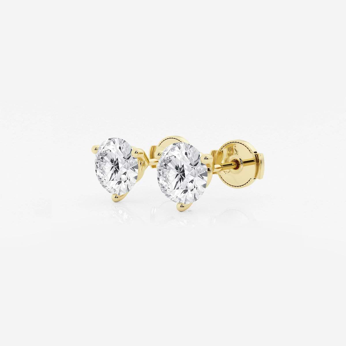 Additional Image 1 for  2 ctw Round Colorless Lab Grown Diamond Three Prong Martini Stud Earrings