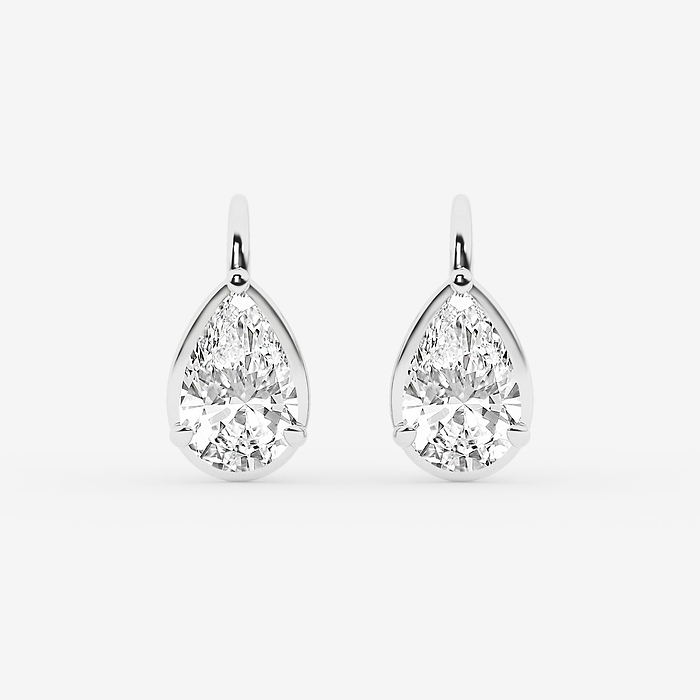 Pear Solitaire Stud Earrings - 5 ctw Pear Lab Grown Diamond Solitaire Stud Earrings