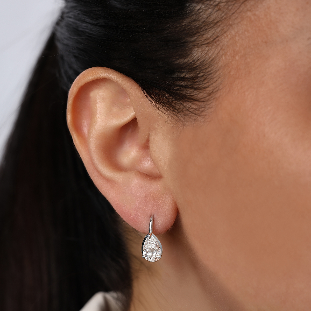 3 ctw Pear Lab Grown Diamond Solitaire Stud Earrings