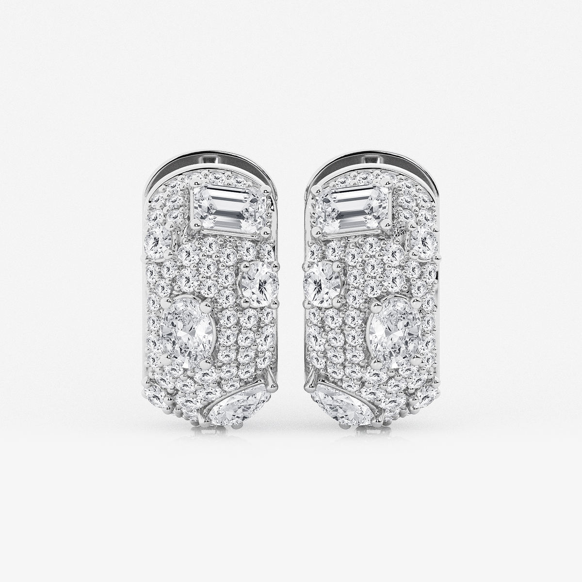 3 1/2 ctw Multi-Shape Lab Grown Diamond Pave Scatter Hoop Earrings