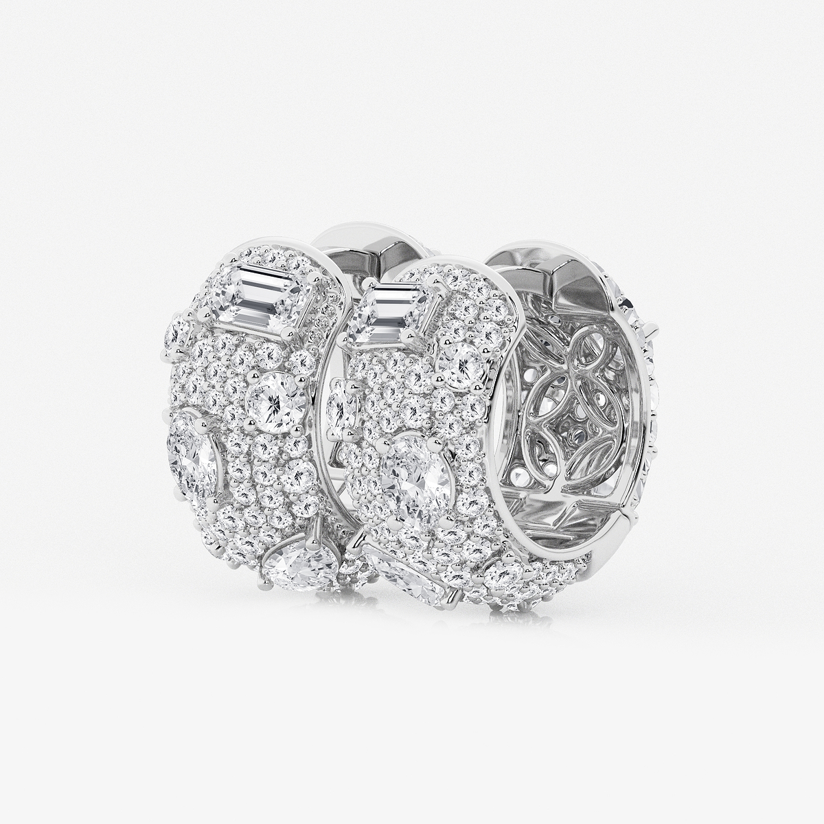 Additional Image 1 for  3 1/2 ctw Multi-Shape Lab Grown Diamond Pave Scatter Hoop Earrings