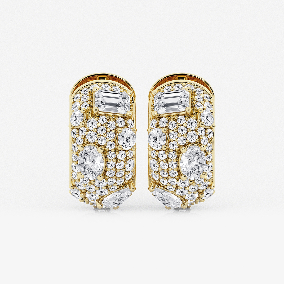 3 1/2 ctw Multi-Shape Lab Grown Diamond Pave Scatter Hoop Earrings