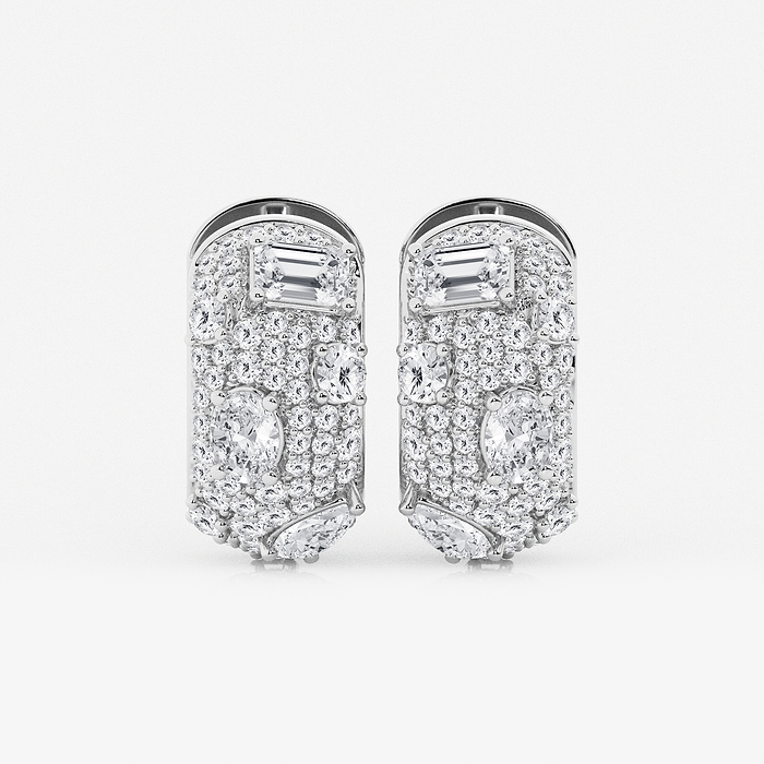 Pave Scatter Hoops - 3 1/2 ctw Multi-Shape Lab Grown Diamond Pave Scatter Hoop Earrings