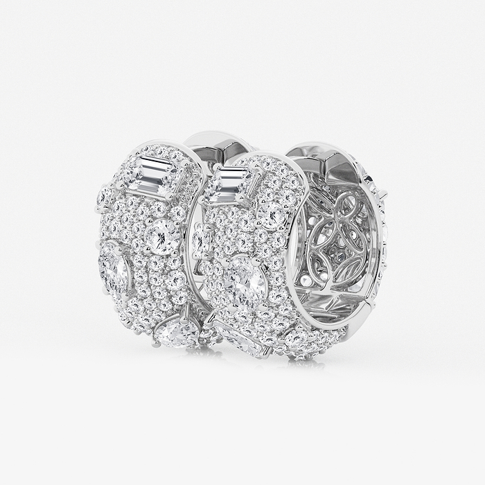 Pave Scatter Hoops - 3 1/2 ctw Multi-Shape Lab Grown Diamond Pave Scatter Hoop Earrings