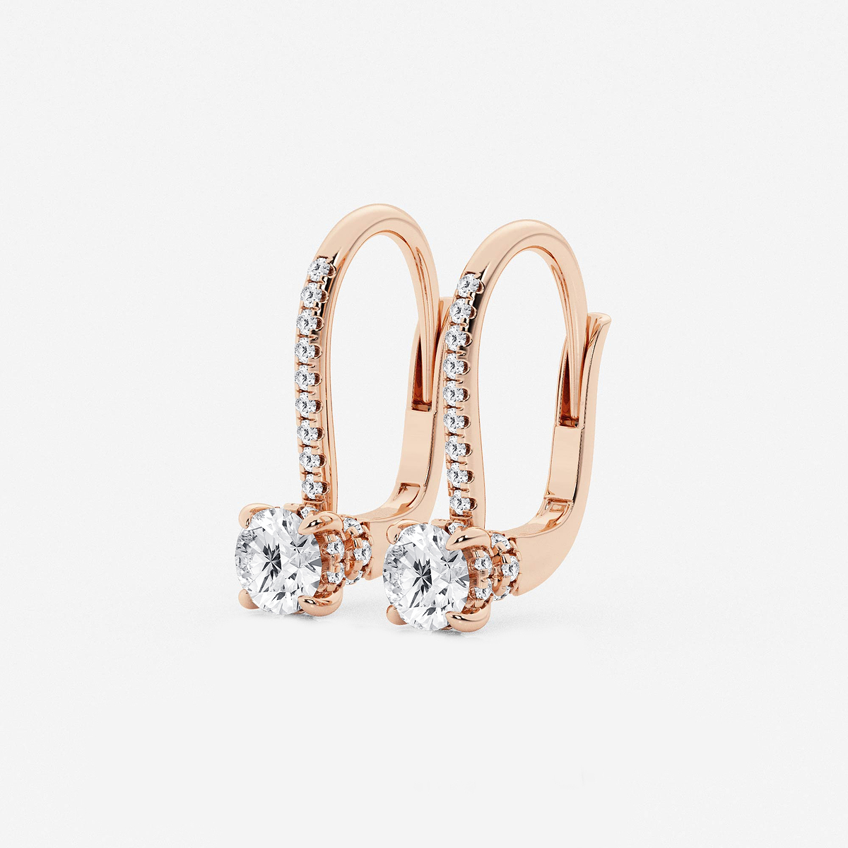 Additional Image 1 for  1 ctw Round Lab Grown Diamond Hidden Halo Earrings