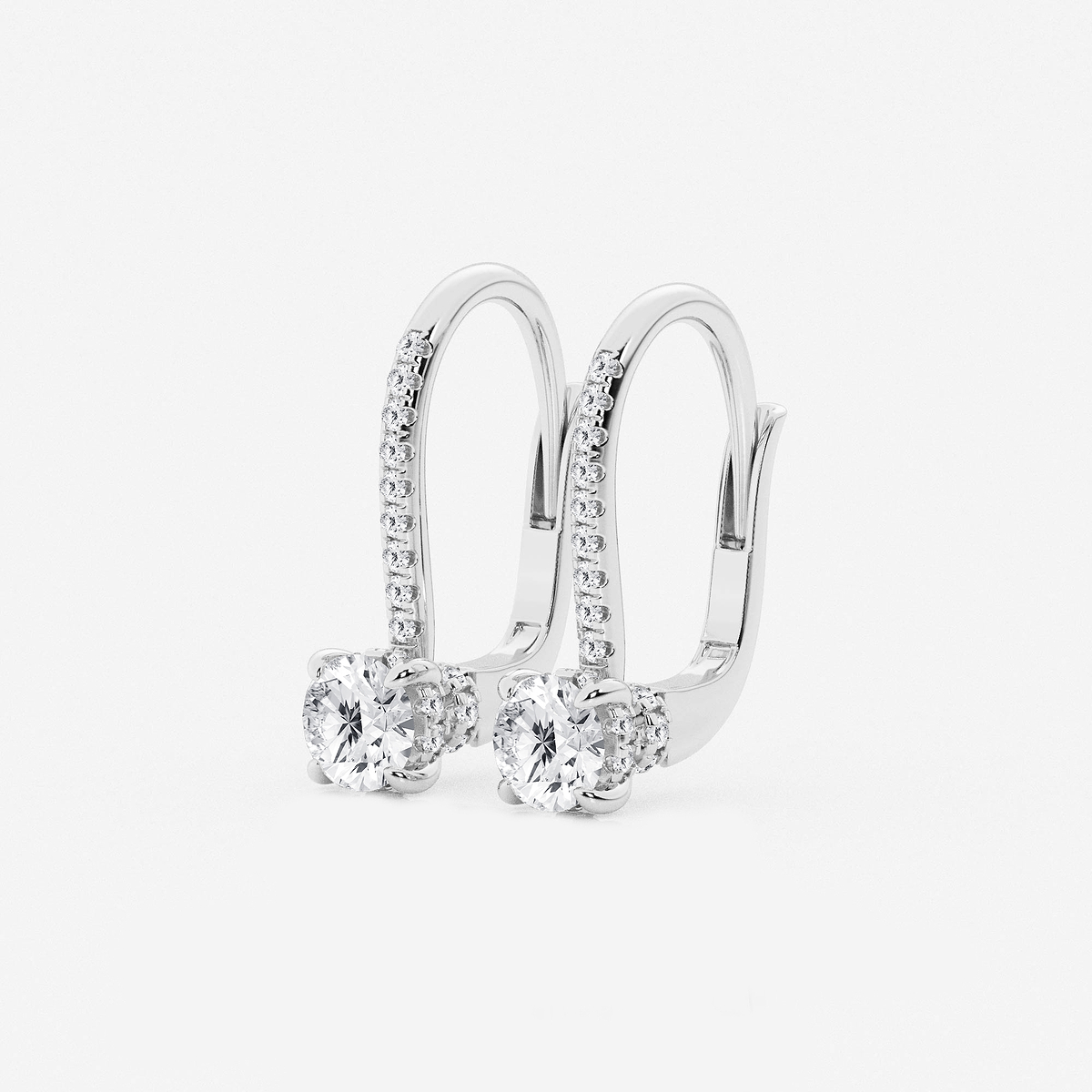 Additional Image 1 for  1 ctw Round Lab Grown Diamond Hidden Halo Earrings