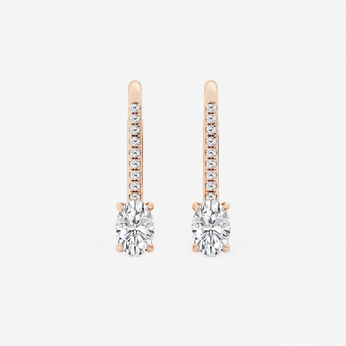 1 ctw Oval Lab Grown Diamond Hidden Halo Earrings