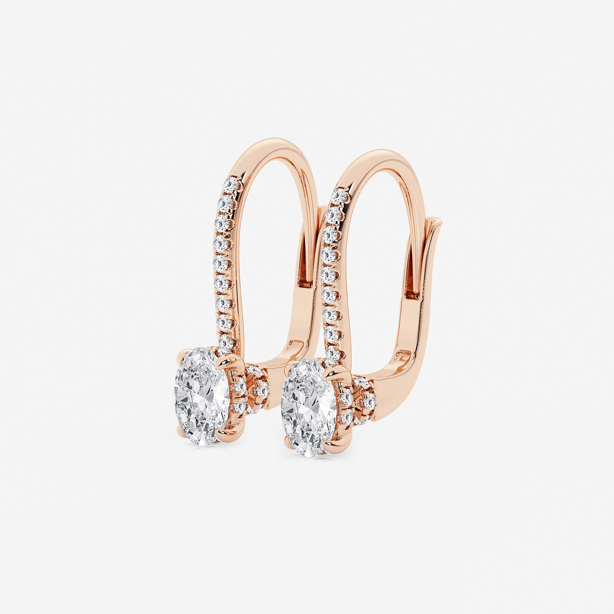 Additional Image 1 for  1 ctw Oval Lab Grown Diamond Hidden Halo Earrings
