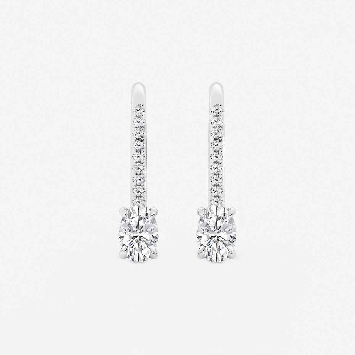 1 ctw Oval Lab Grown Diamond Hidden Halo Earrings