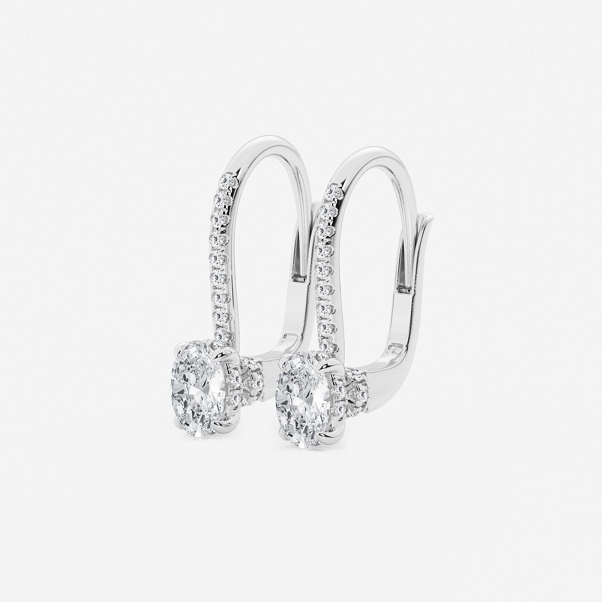 Additional Image 1 for  1 ctw Oval Lab Grown Diamond Hidden Halo Earrings