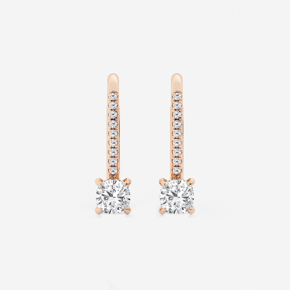1 ctw Cushion Lab Grown Diamond Hidden Halo Earrings