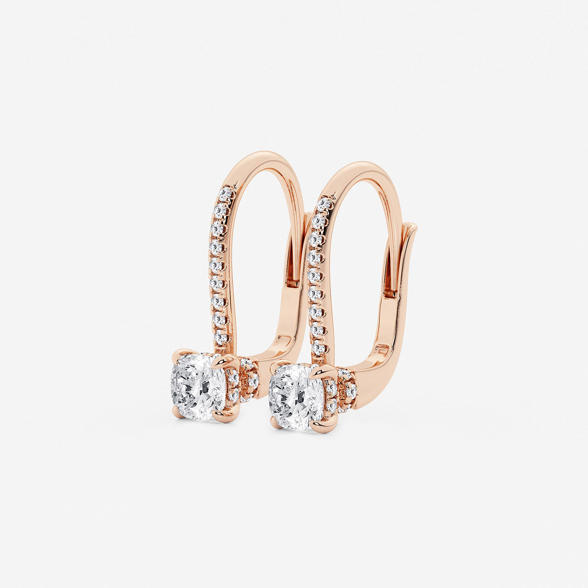 Additional Image 1 for  1 ctw Cushion Lab Grown Diamond Hidden Halo Earrings