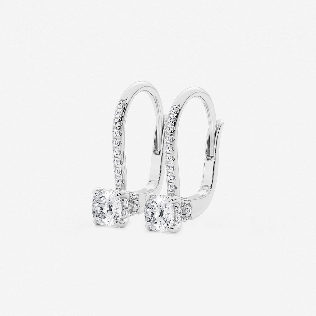 Additional Image 1 for  1 ctw Cushion Lab Grown Diamond Hidden Halo Earrings