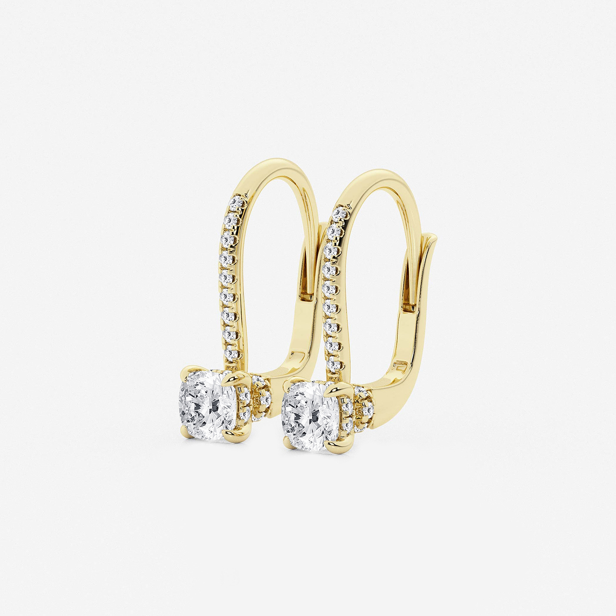 Additional Image 1 for  1 ctw Cushion Lab Grown Diamond Hidden Halo Earrings