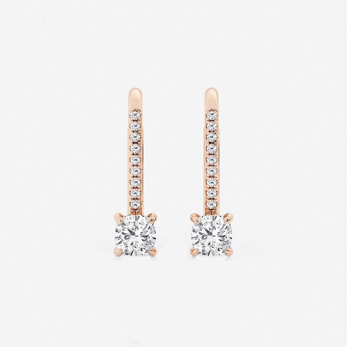 1 ctw Cushion Lab Grown Diamond Hidden Halo Earrings
