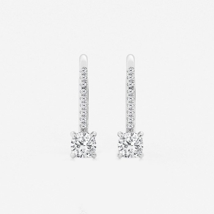 1 ctw Cushion Lab Grown Diamond Hidden Halo Earrings