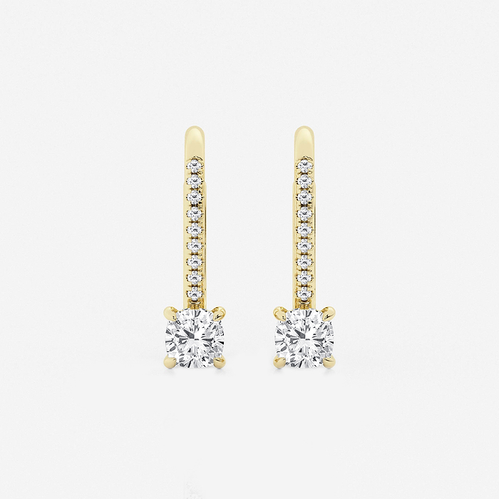 1 ctw Cushion Lab Grown Diamond Hidden Halo Earrings