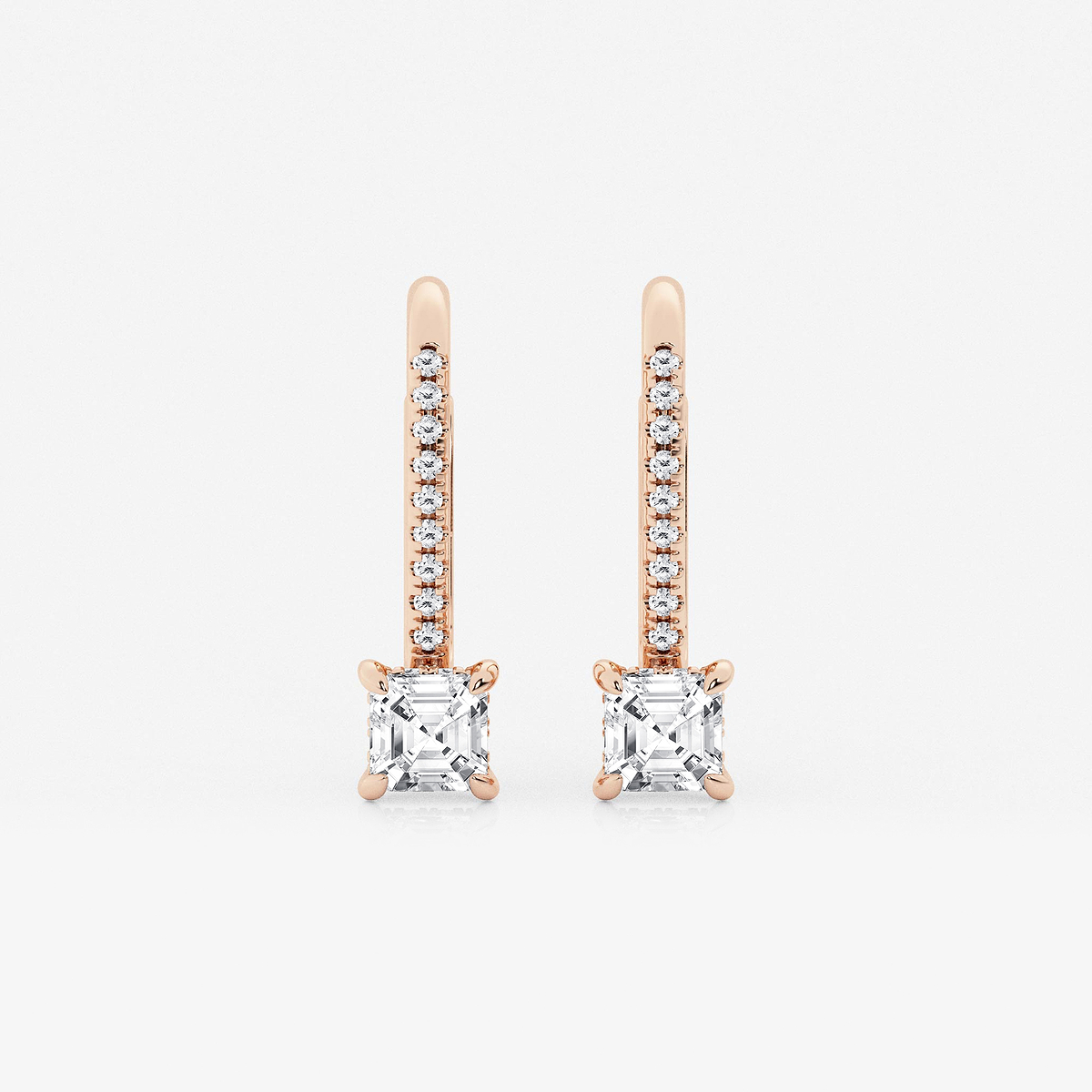 1 ctw Asscher Lab Grown Diamond Hidden Halo Earrings