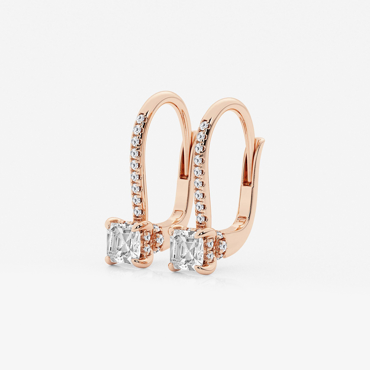 Additional Image 1 for  1 ctw Asscher Lab Grown Diamond Hidden Halo Earrings