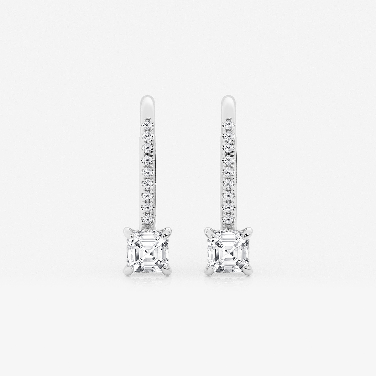 1 ctw Asscher Lab Grown Diamond Hidden Halo Earrings