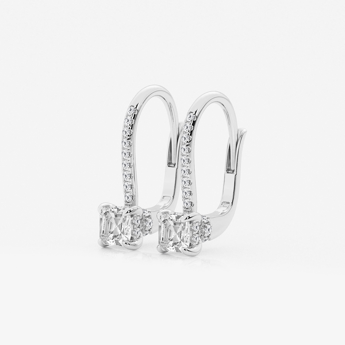Additional Image 1 for  1 ctw Asscher Lab Grown Diamond Hidden Halo Earrings