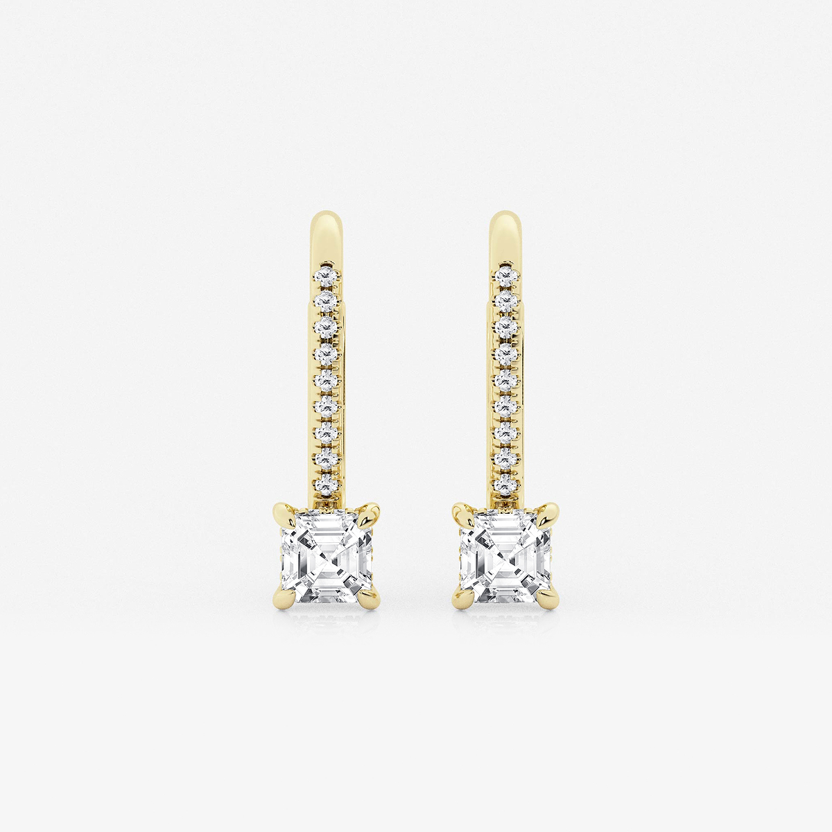 1 ctw Asscher Lab Grown Diamond Hidden Halo Earrings