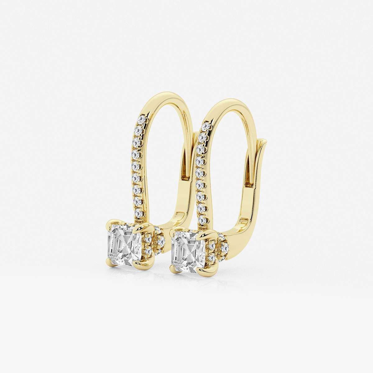 Additional Image 1 for  1 ctw Asscher Lab Grown Diamond Hidden Halo Earrings