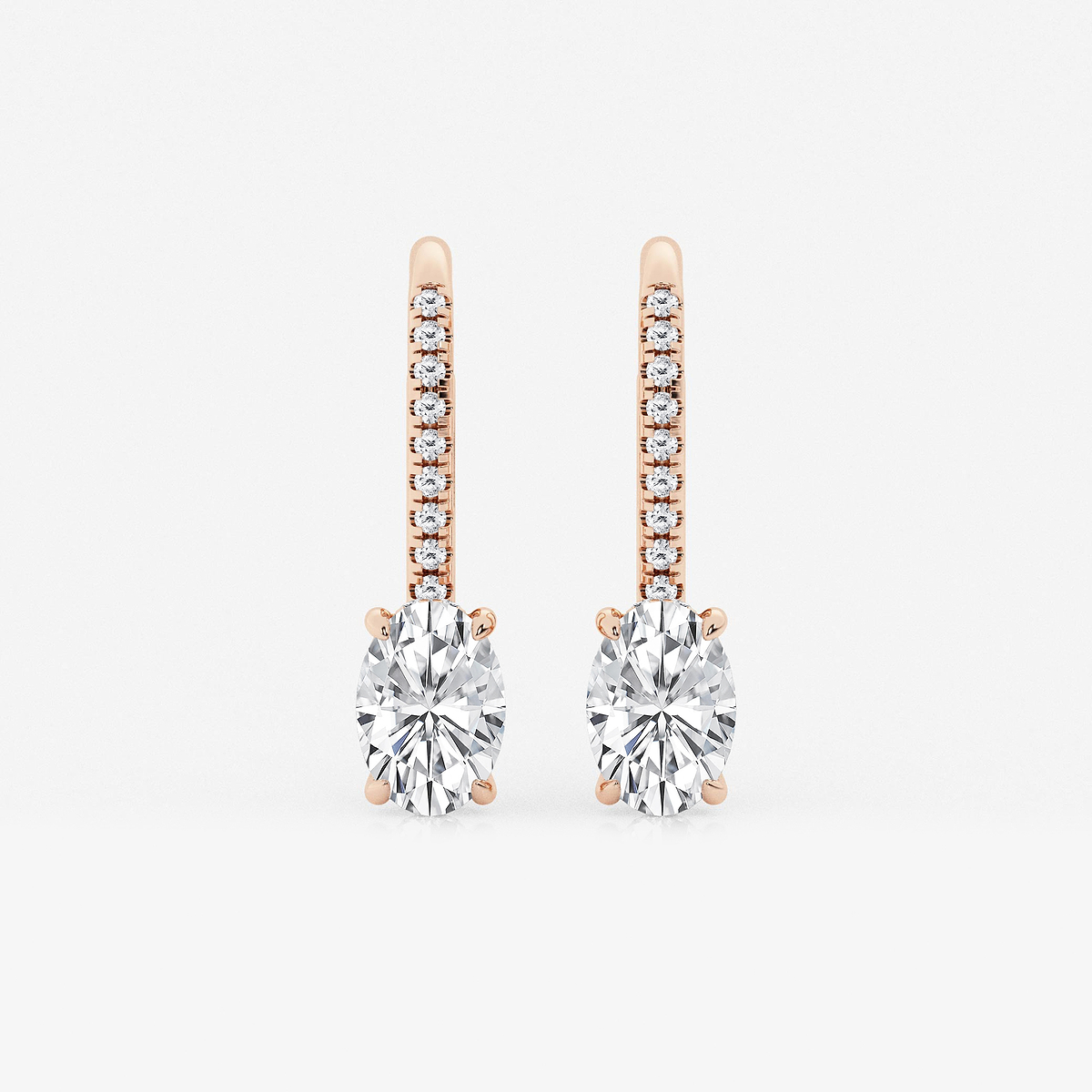 1 1/2 ctw Oval Lab Grown Diamond Hidden Halo Earrings