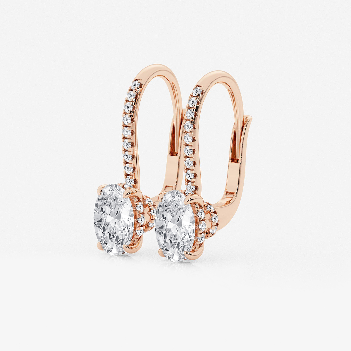 Additional Image 1 for  1 1/2 ctw Oval Lab Grown Diamond Hidden Halo Earrings