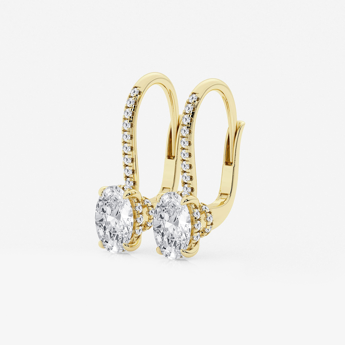 Additional Image 1 for  1 1/2 ctw Oval Lab Grown Diamond Hidden Halo Earrings