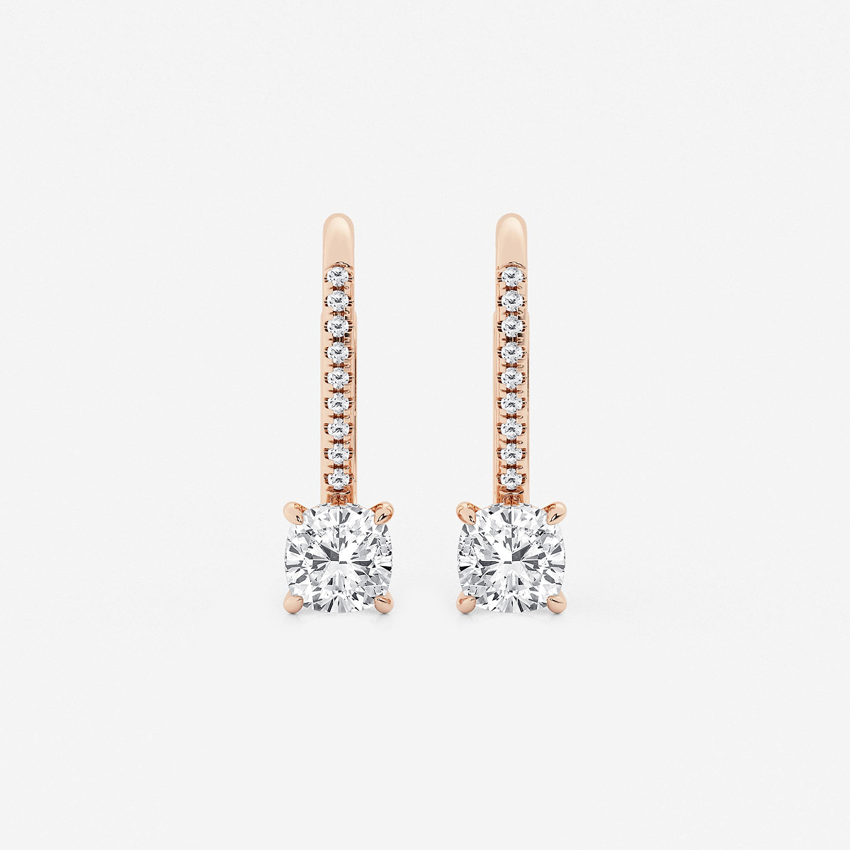 1 1/2 ctw Cushion Lab Grown Diamond Hidden Halo Earrings