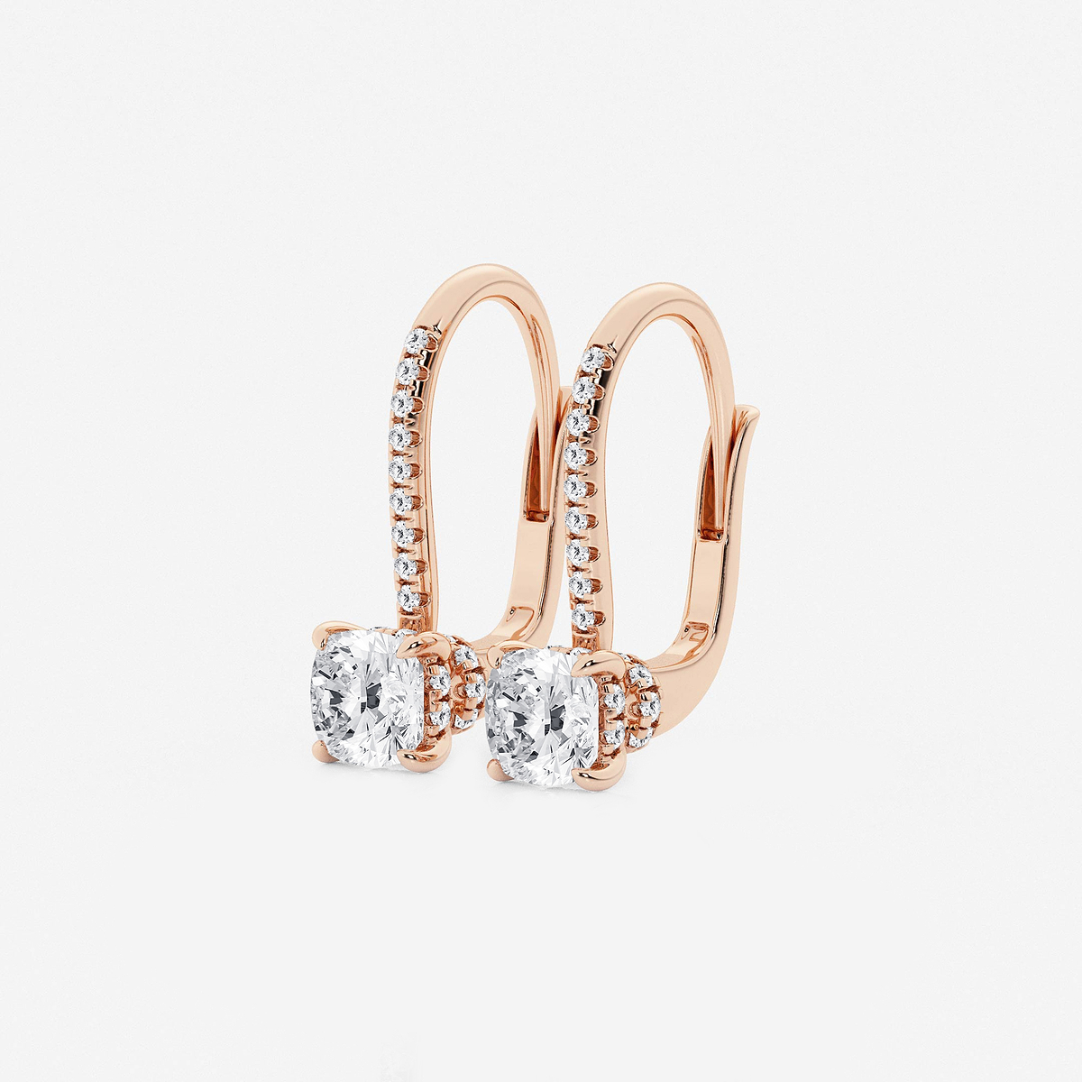 Additional Image 1 for  1 1/2 ctw Cushion Lab Grown Diamond Hidden Halo Earrings