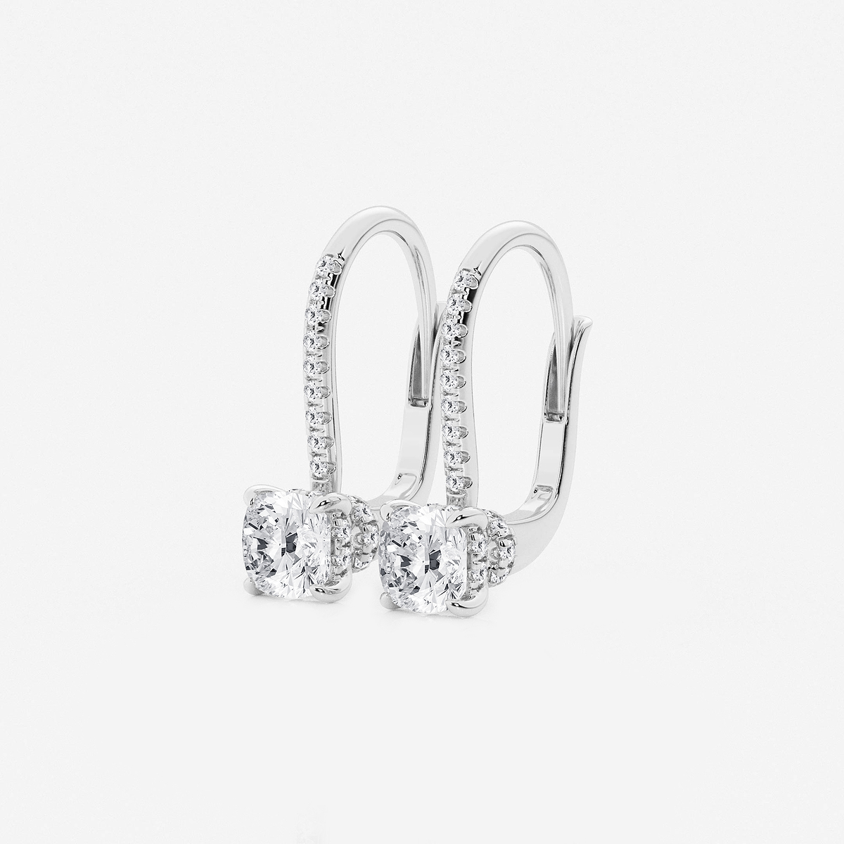 Additional Image 1 for  1 1/2 ctw Cushion Lab Grown Diamond Hidden Halo Earrings