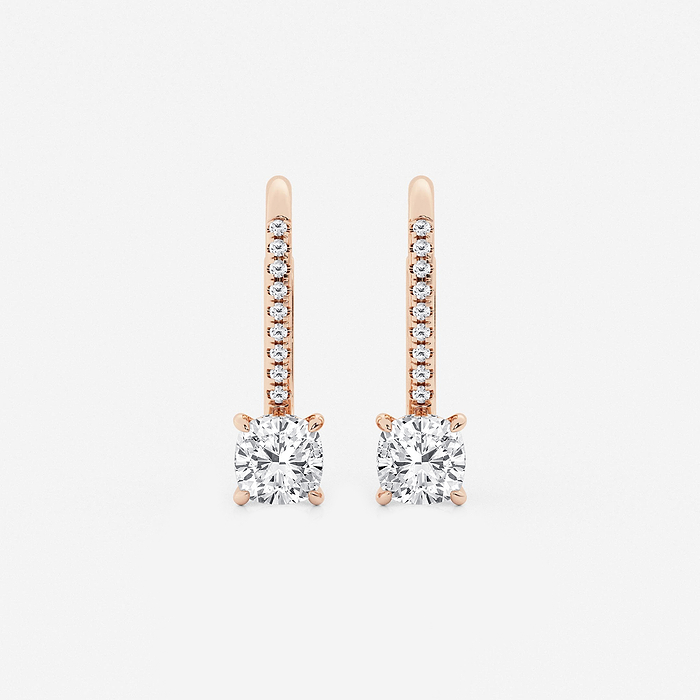 1 1/2 ctw Cushion Lab Grown Diamond Hidden Halo Earrings