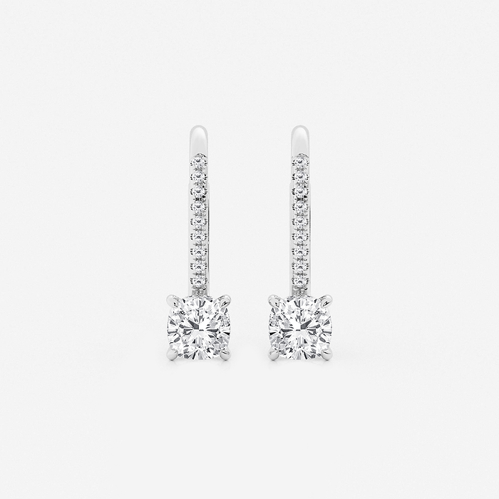 1 1/2 ctw Cushion Lab Grown Diamond Hidden Halo Earrings